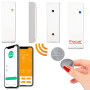 Capteur sans-fil MD2018RF installé sur une fenêtre pour alarme connectée