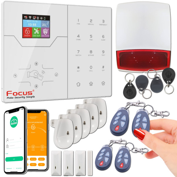 Alarme 4G avec Sirène à piles installée dans une maison connectée sécurisée