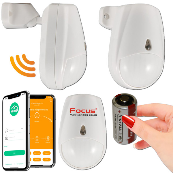 Capteur MC335R compatible avec alarme iProtect, installé dans un salon moderne.