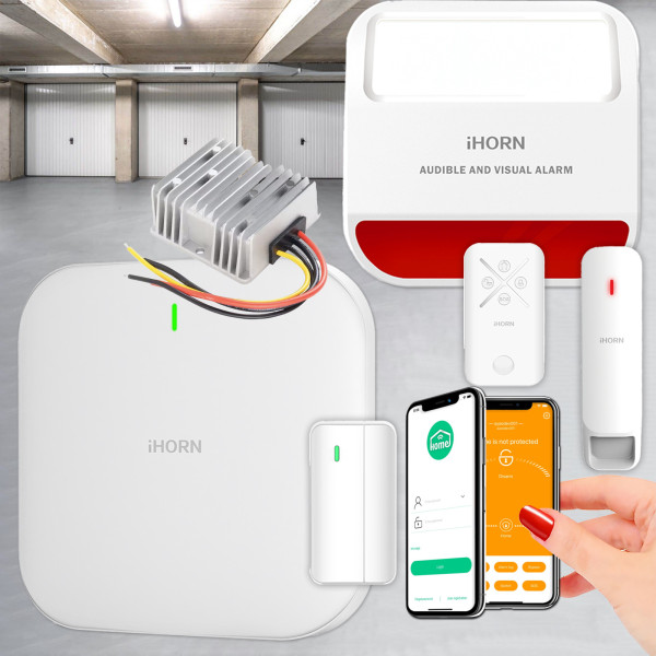 Alarme garage sur batterie 4G sans abonnement avec protection 12V stabilisée